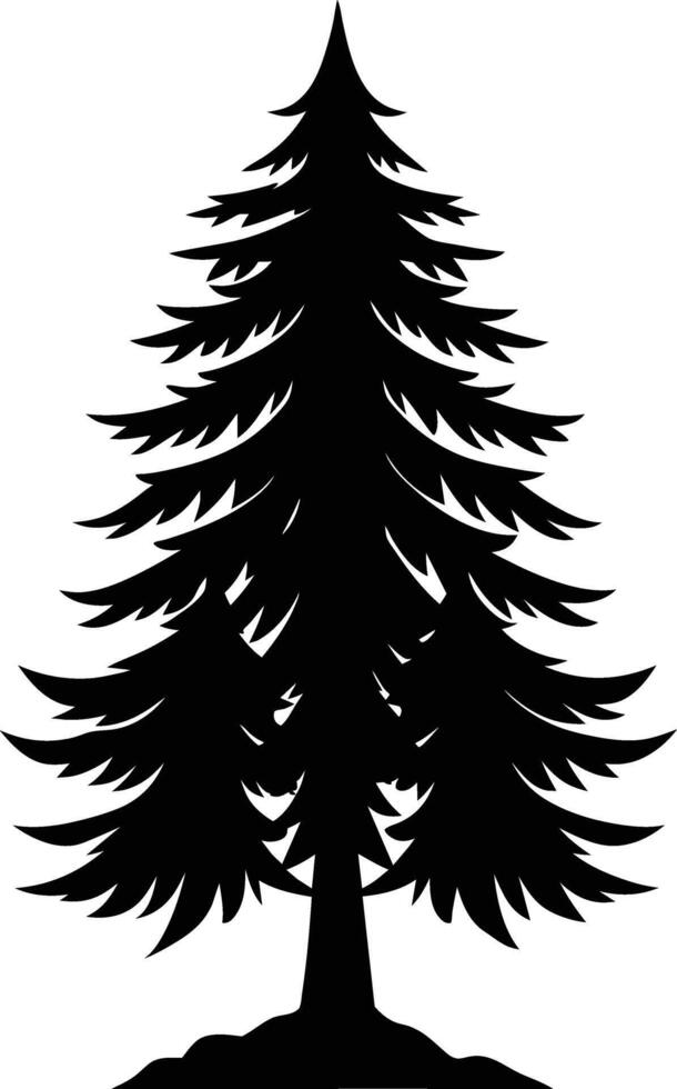A black silhouette of a pine tree vector