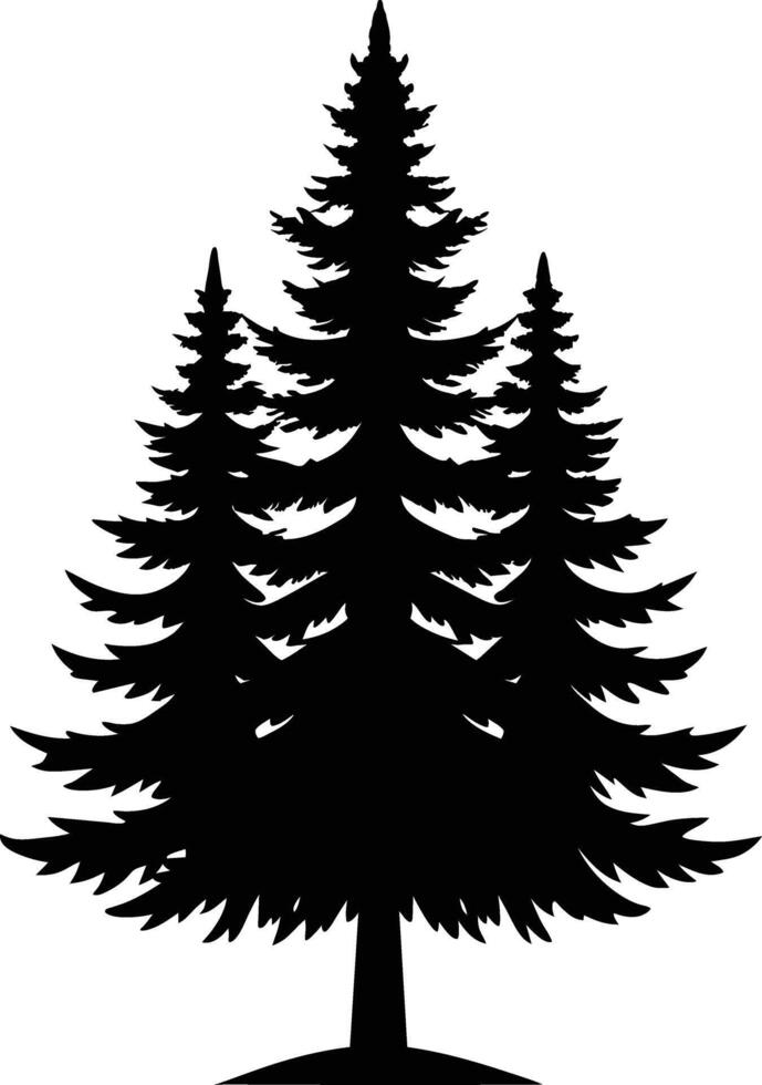 A black silhouette of a pine tree vector