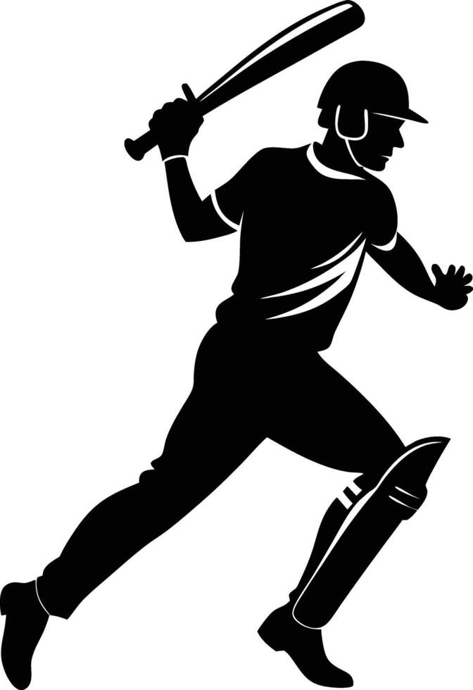 A silhouette of a cricket man holding a bat vector