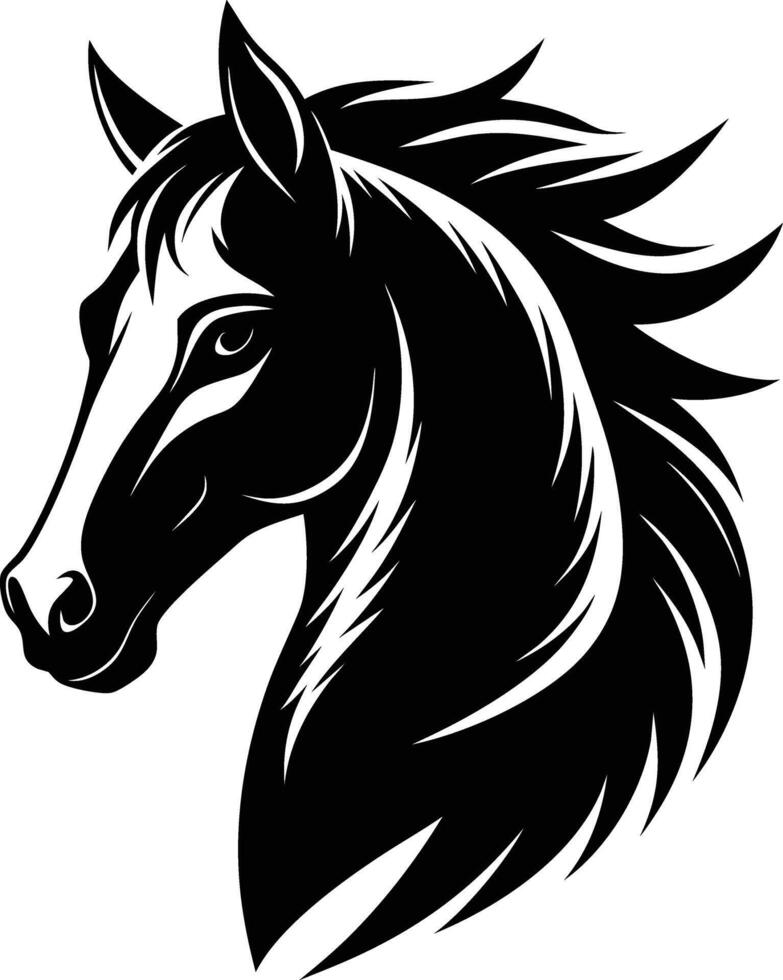 Black horse head silhouette on white background vector