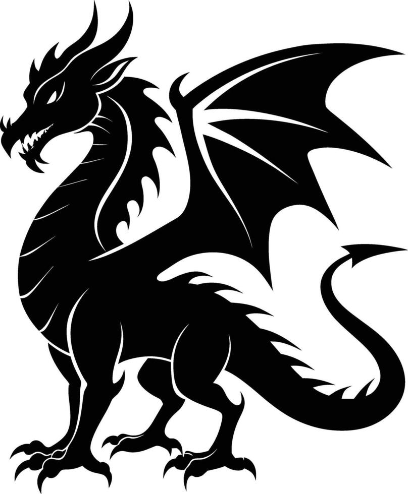 A black dragon silhouette on a white background vector