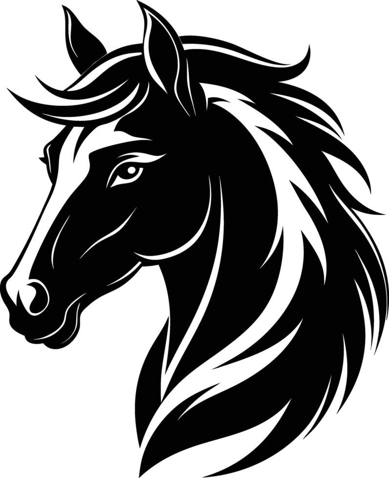 Black horse head silhouette on white background vector