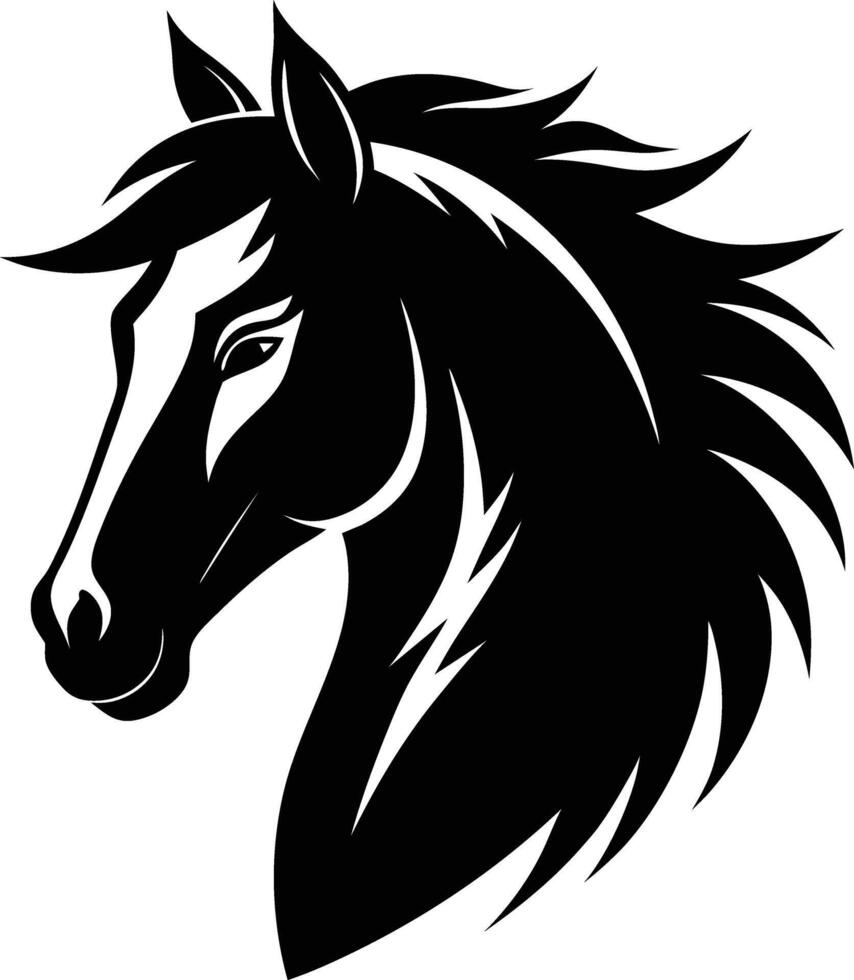 Black horse head silhouette on white background vector
