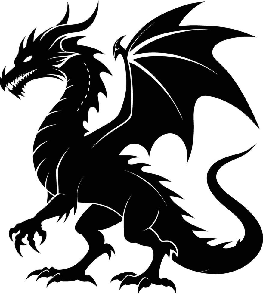 A black dragon silhouette on a white background vector