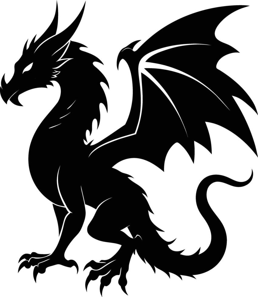A black dragon silhouette on a white background vector