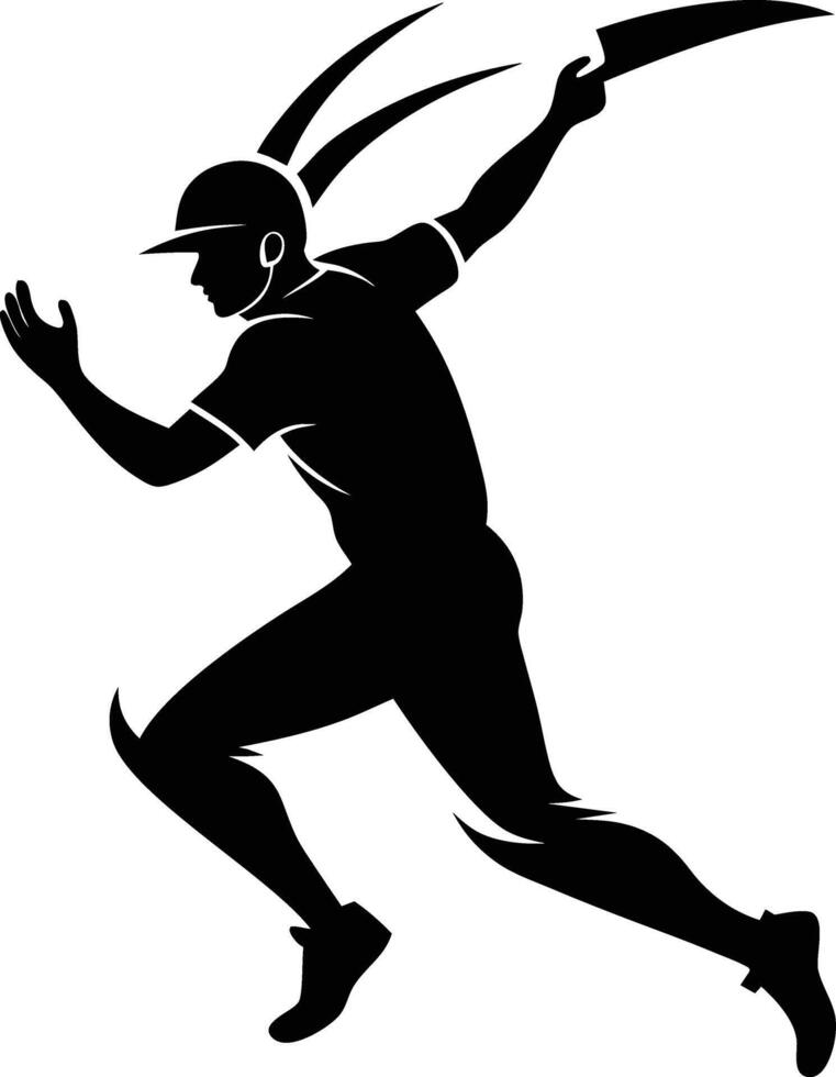 A silhouette of a cricket man holding a bat vector