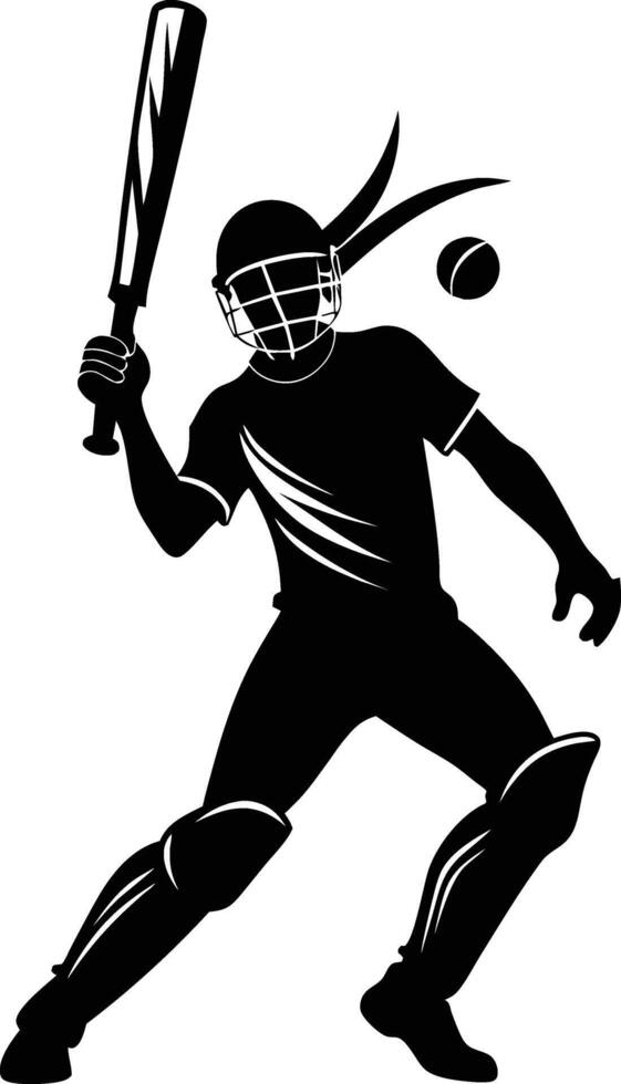 A silhouette of a cricket man holding a bat vector