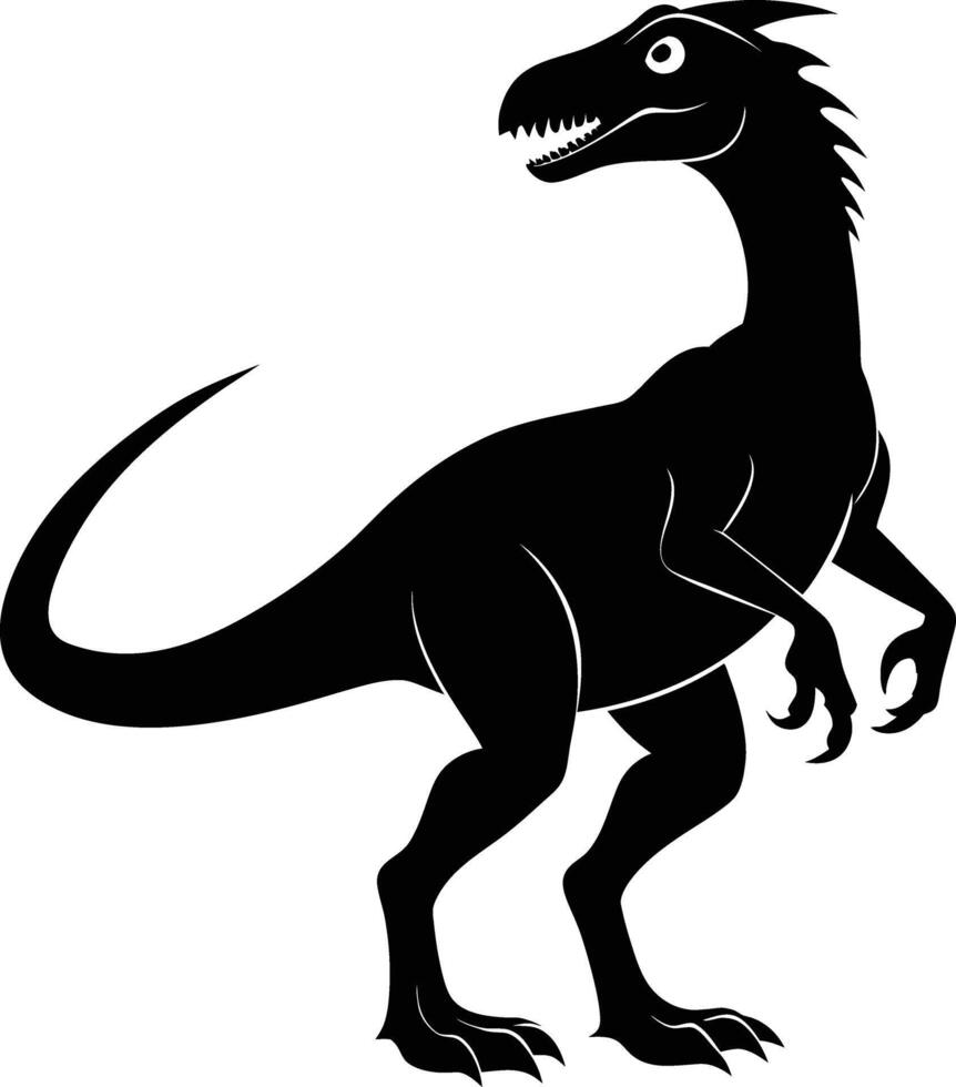 Black and white dinosaur silhouette clipart vector