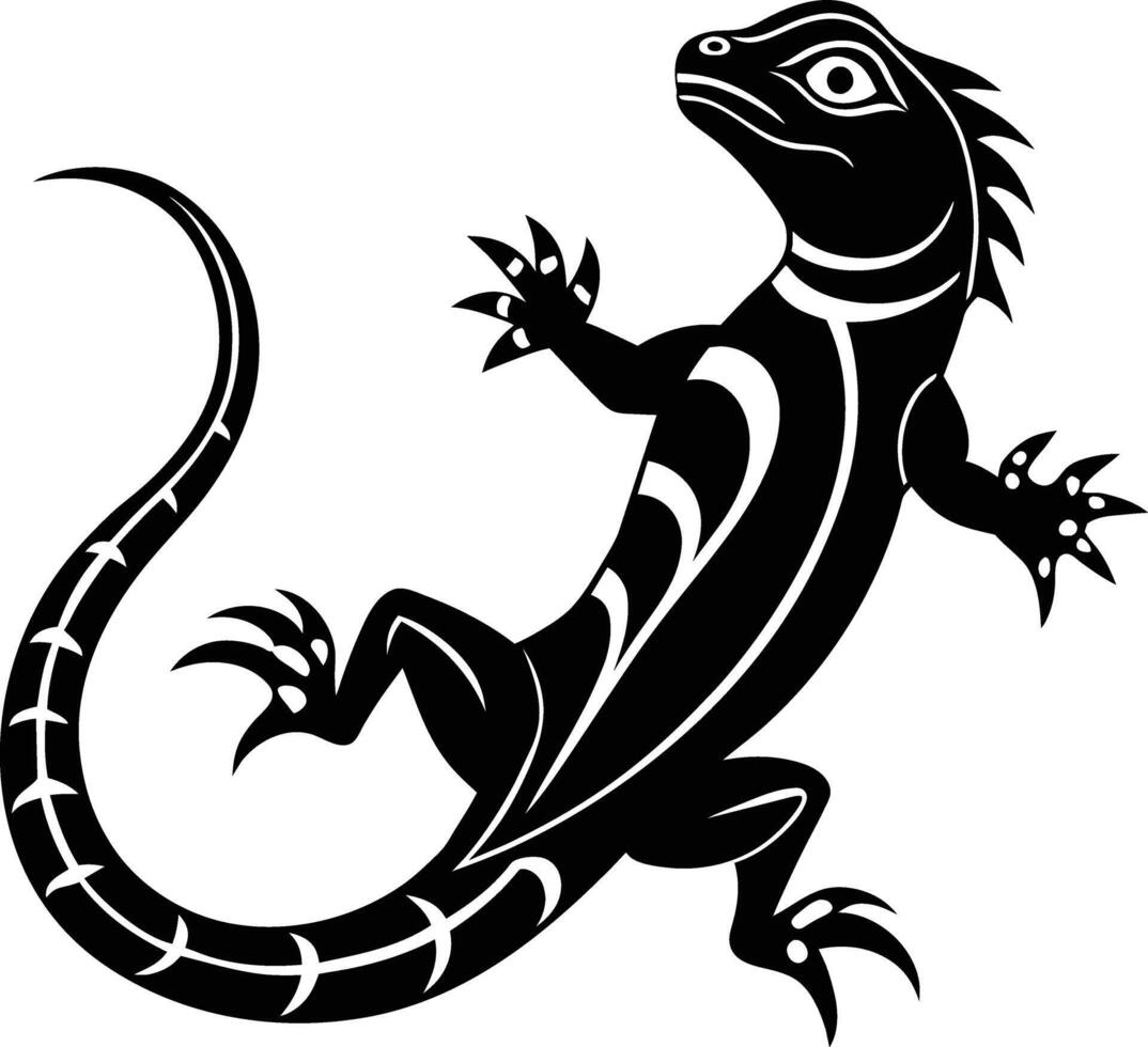 A lizard silhouette on white background vector