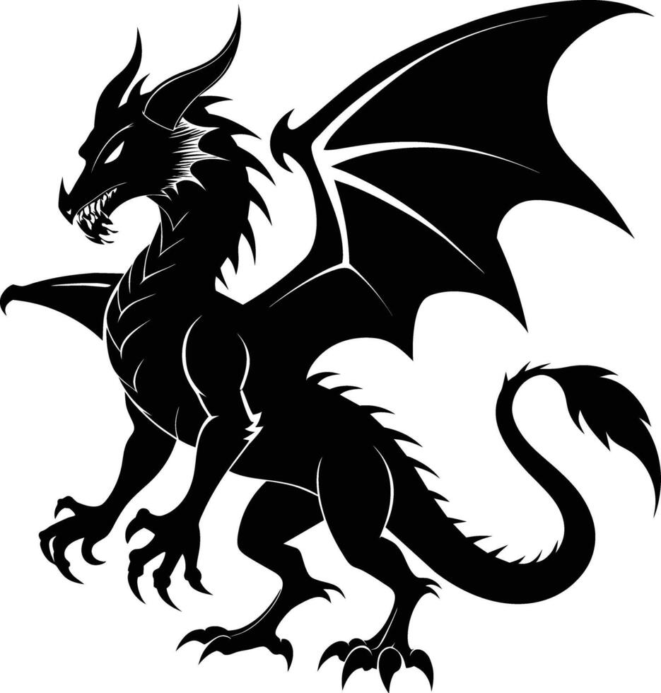A black dragon silhouette on a white background vector