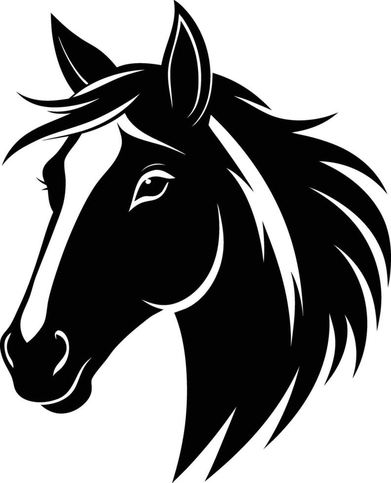 Black horse head silhouette on white background vector