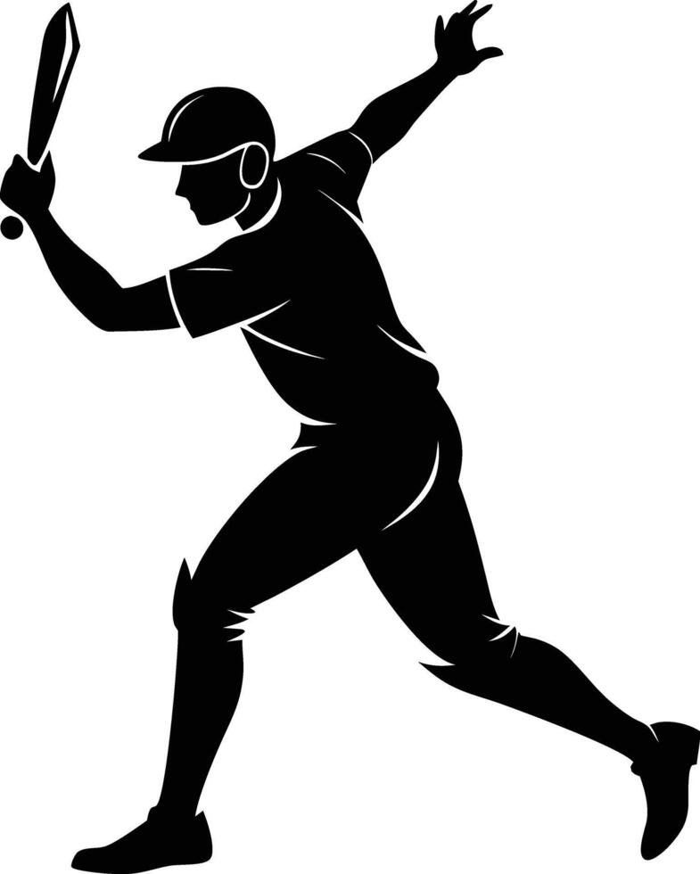 A silhouette of a cricket man holding a bat vector