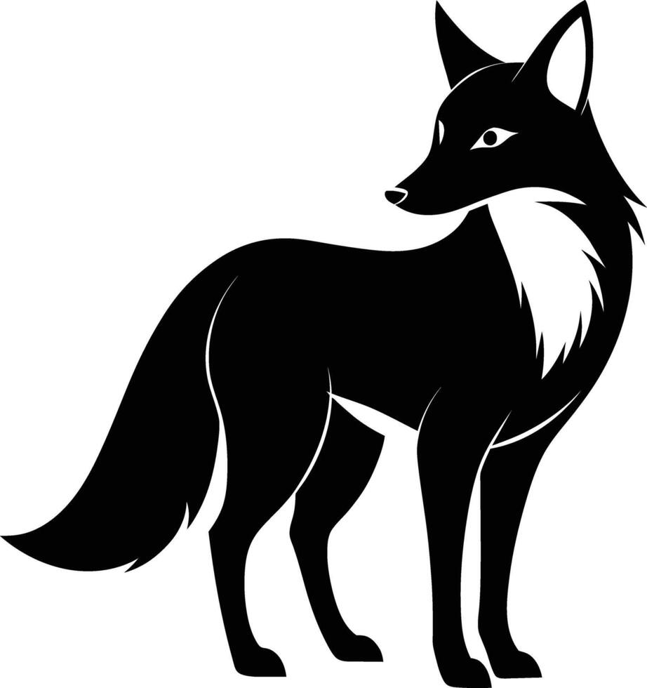 Black and white silhouette of a fox vector