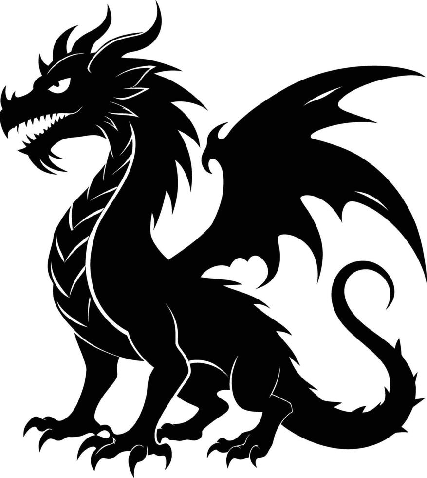 A black dragon silhouette on a white background vector
