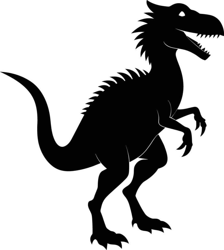Black and white dinosaur silhouette clipart vector