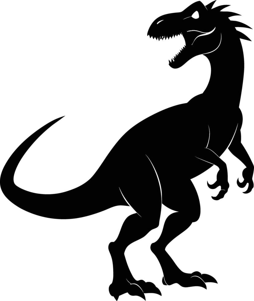 Black and white dinosaur silhouette clipart vector
