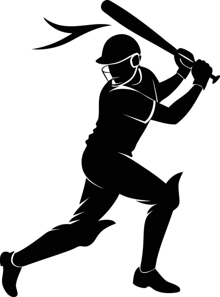A silhouette of a cricket man holding a bat vector