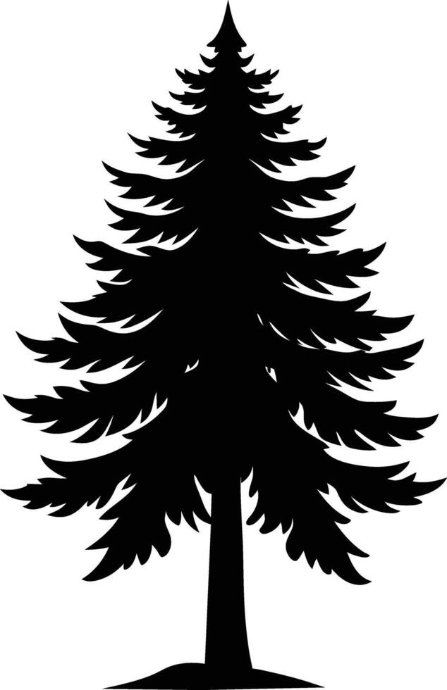 A black silhouette of a pine tree vector