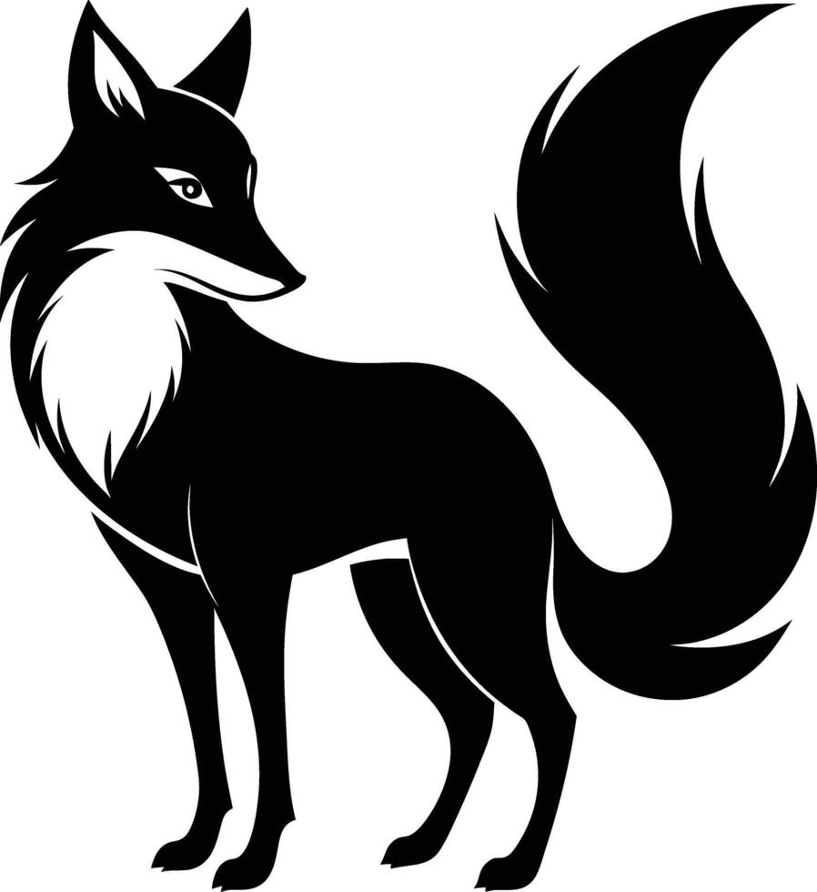 Black and white silhouette of a fox vector