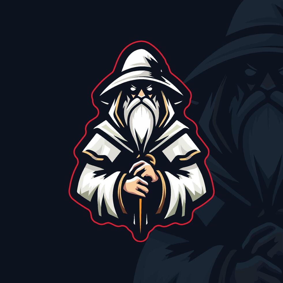 awesome wizard esport logo vector