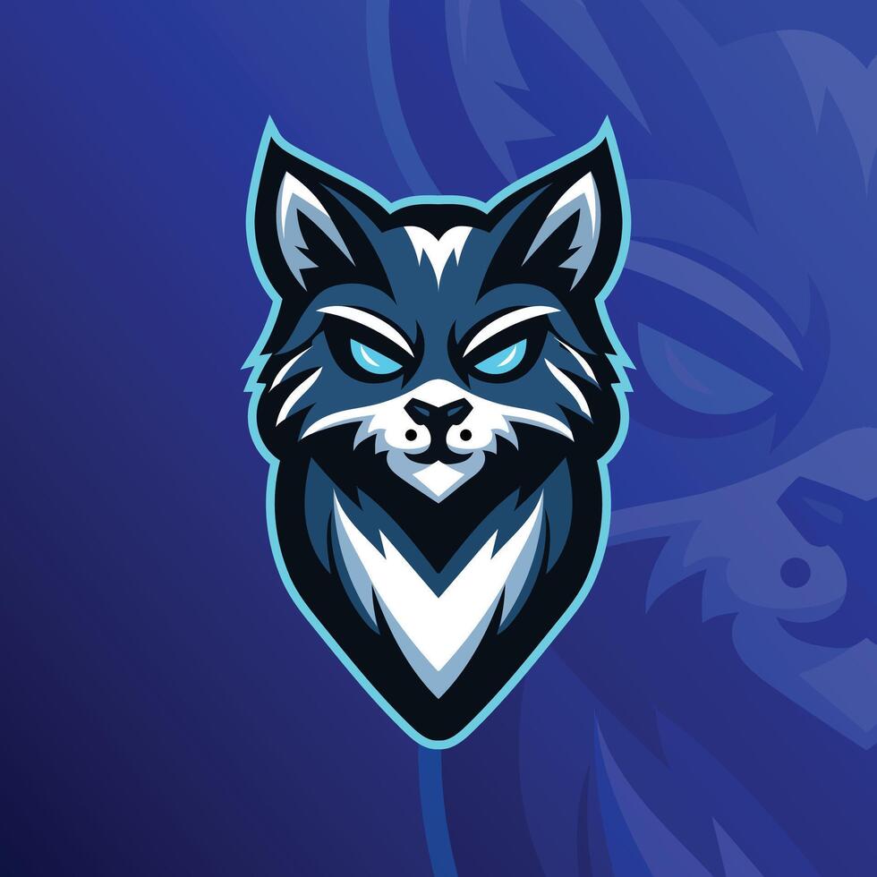 black cat mascot esport logo design vector