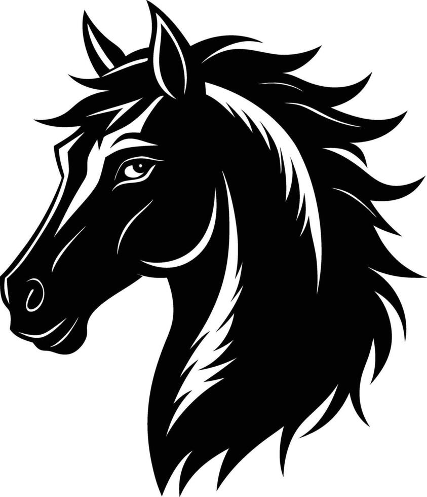 Black horse head silhouette on white background vector