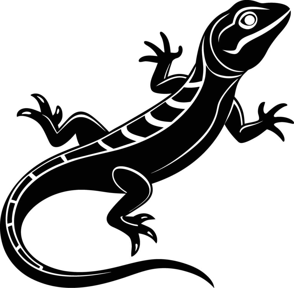A lizard silhouette on white background vector
