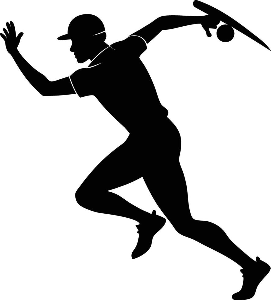 A silhouette of a cricket man holding a bat vector