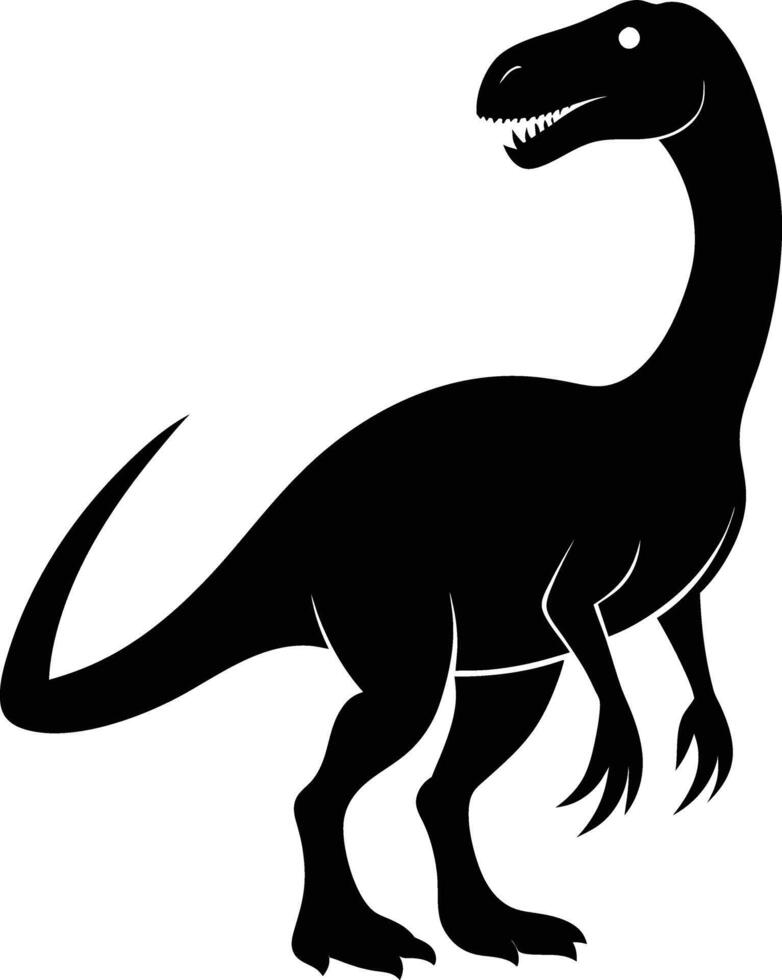 Black and white dinosaur silhouette clipart vector