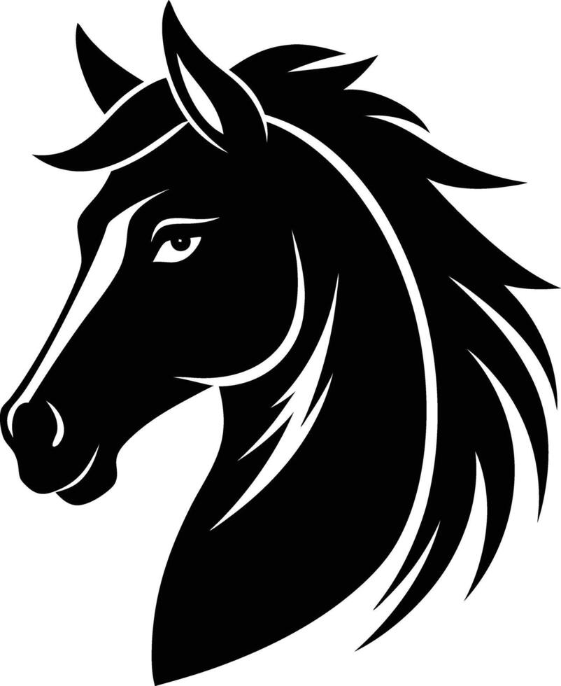 Black horse head silhouette on white background vector