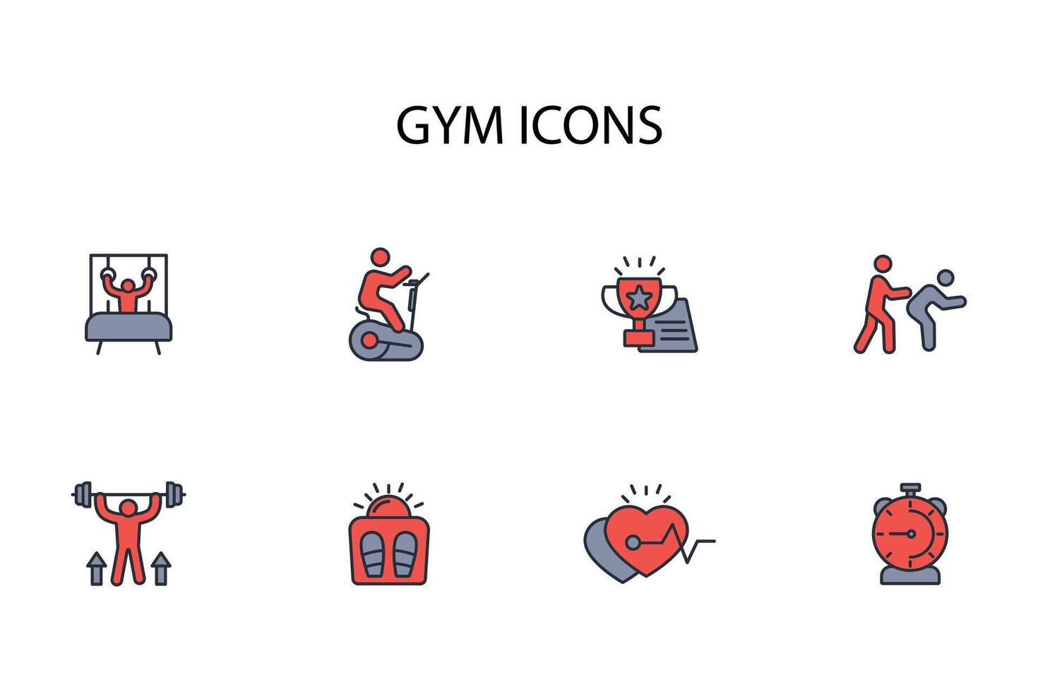 Gym and fitness icon set..Editable stroke.linear style sign for use web design,logo.Symbol illustration. vector