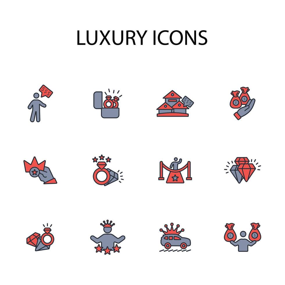 luxury icon set..Editable stroke.linear style sign for use web design,logo.Symbol illustration. vector