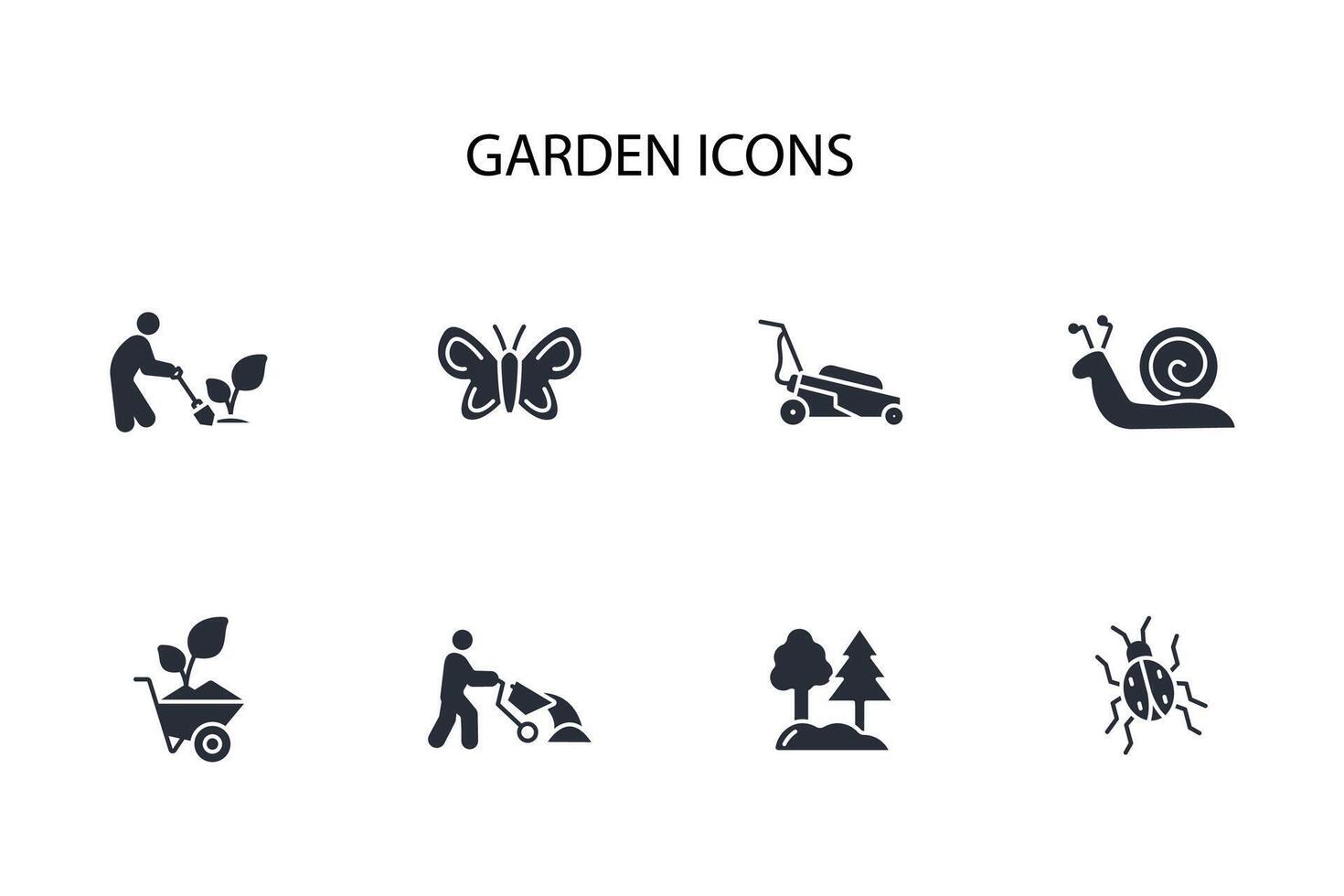 garden icon set..Editable stroke.linear style sign for use web design,logo.Symbol illustration. vector