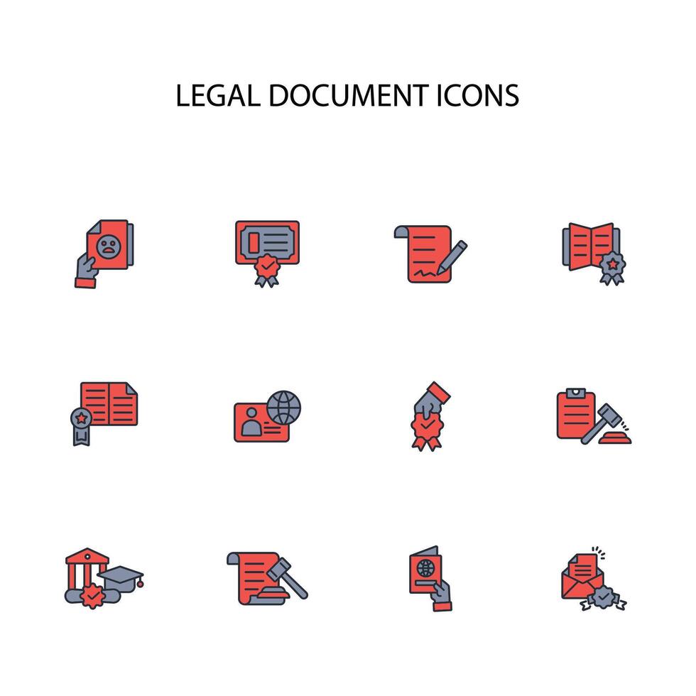 Legal document icon set..Editable stroke.linear style sign for use web design,logo.Symbol illustration. vector