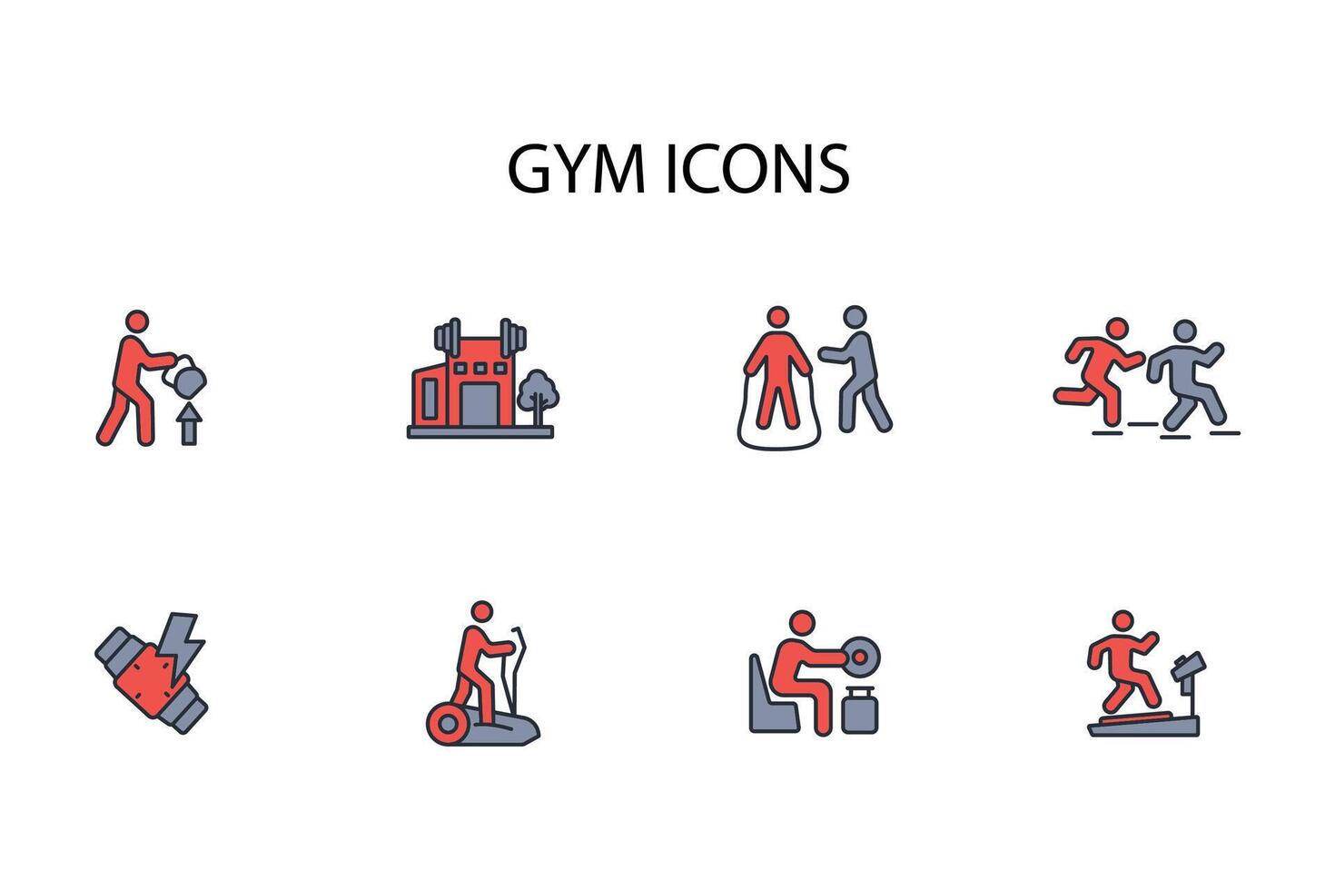 Gym and fitness icon set..Editable stroke.linear style sign for use web design,logo.Symbol illustration. vector