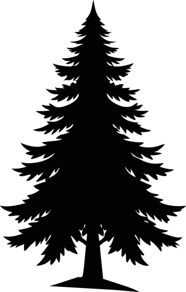 A black silhouette of a pine tree vector