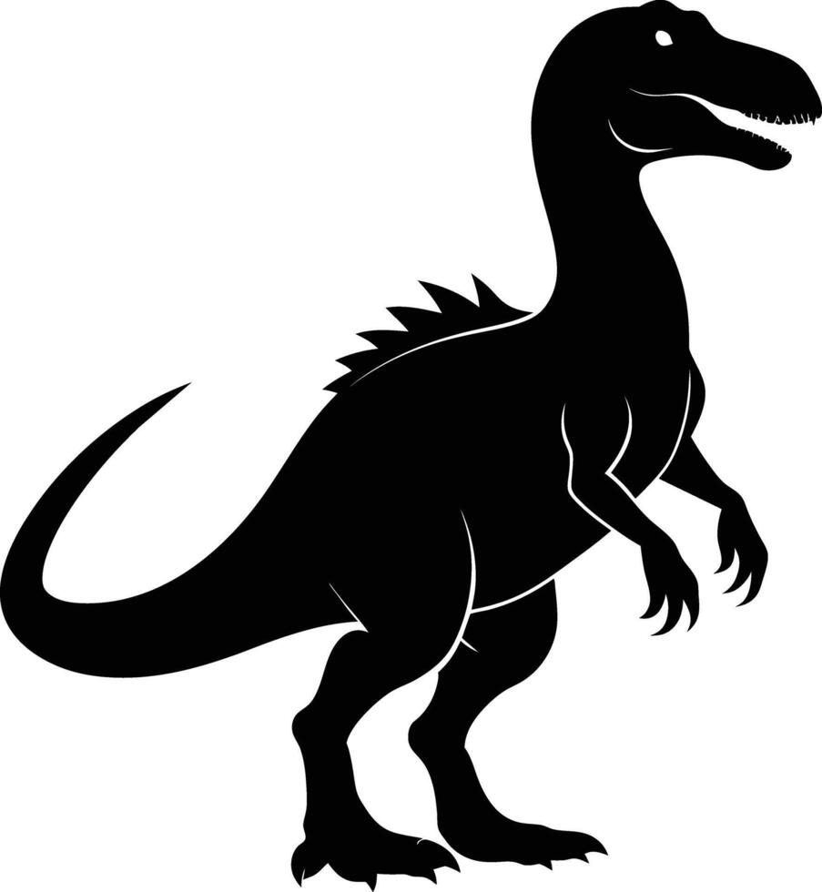 Black and white dinosaur silhouette clipart vector
