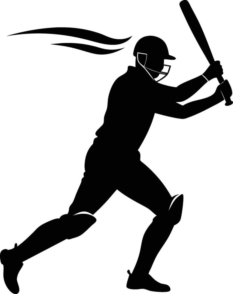 A silhouette of a cricket man holding a bat vector