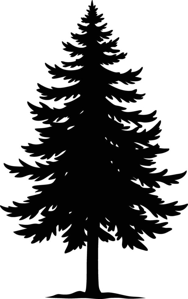 A black silhouette of a pine tree vector