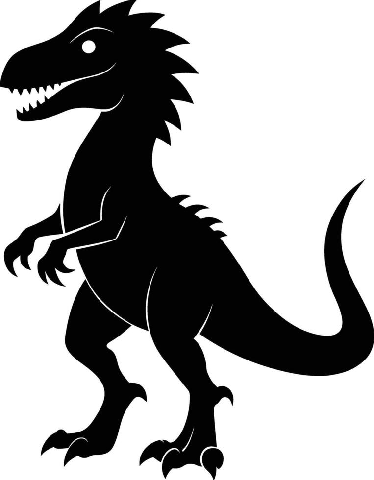 Black and white dinosaur silhouette clipart vector