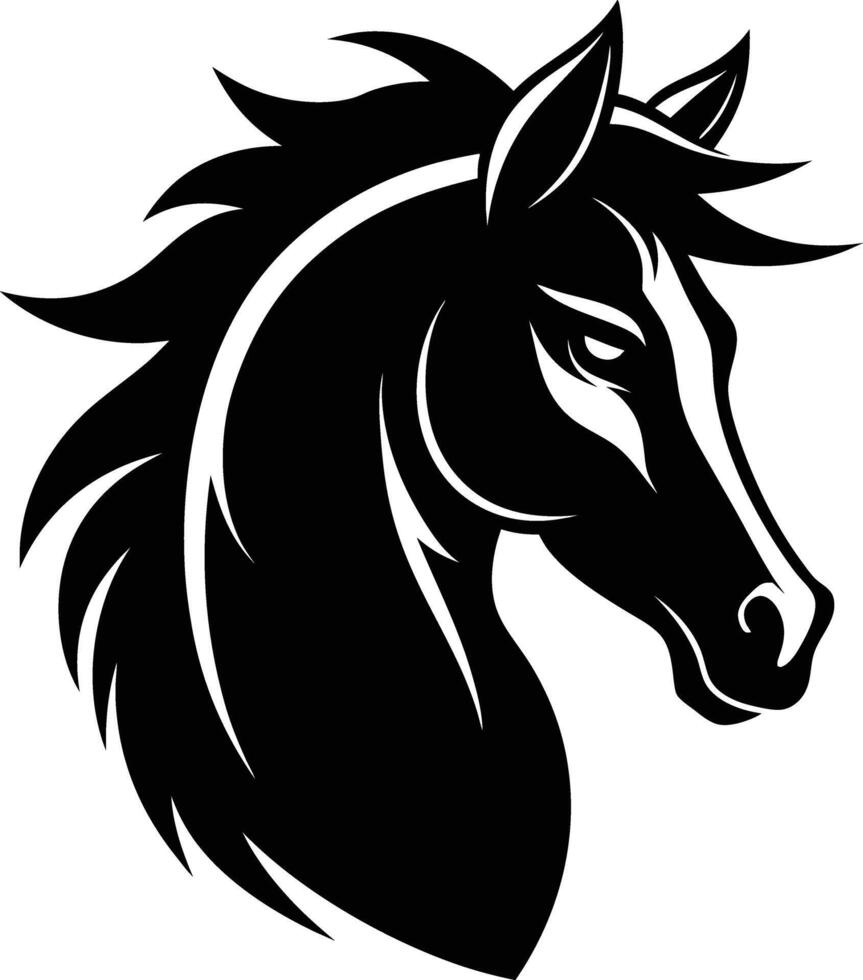 Black horse head silhouette on white background vector