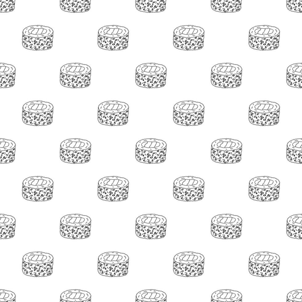 Seamless pattern with sushi roll for decorative print, wrapping paper, menu, wallpaper and fabric vector