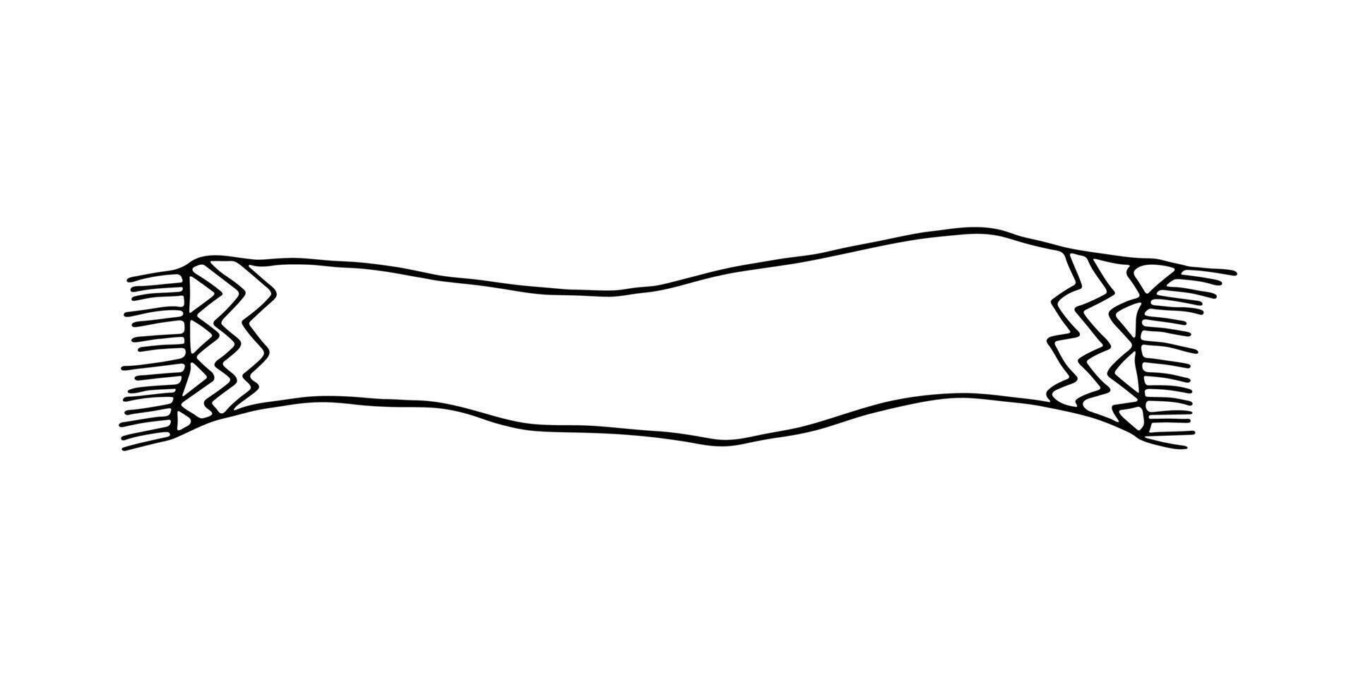 Knitted scarf doodle Hand drawn winter accessories Single design element for card, print, design, decor vector