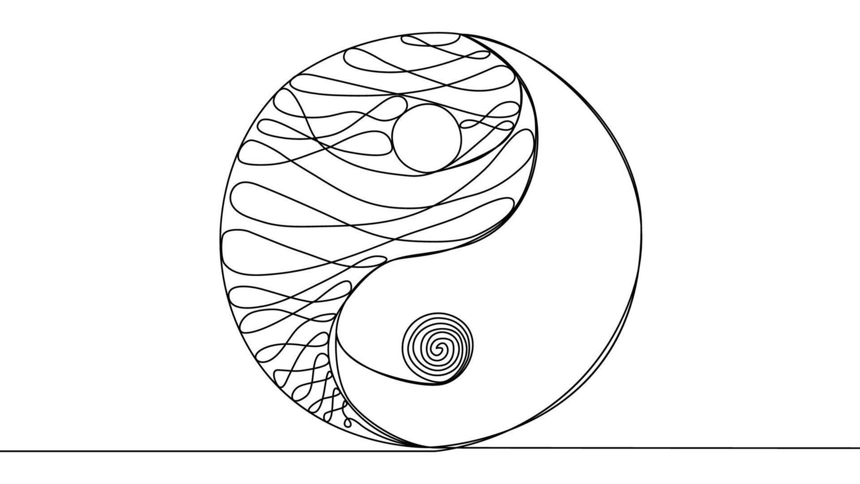 Self-drawing Yin Yang symbol of harmony and balance. vector