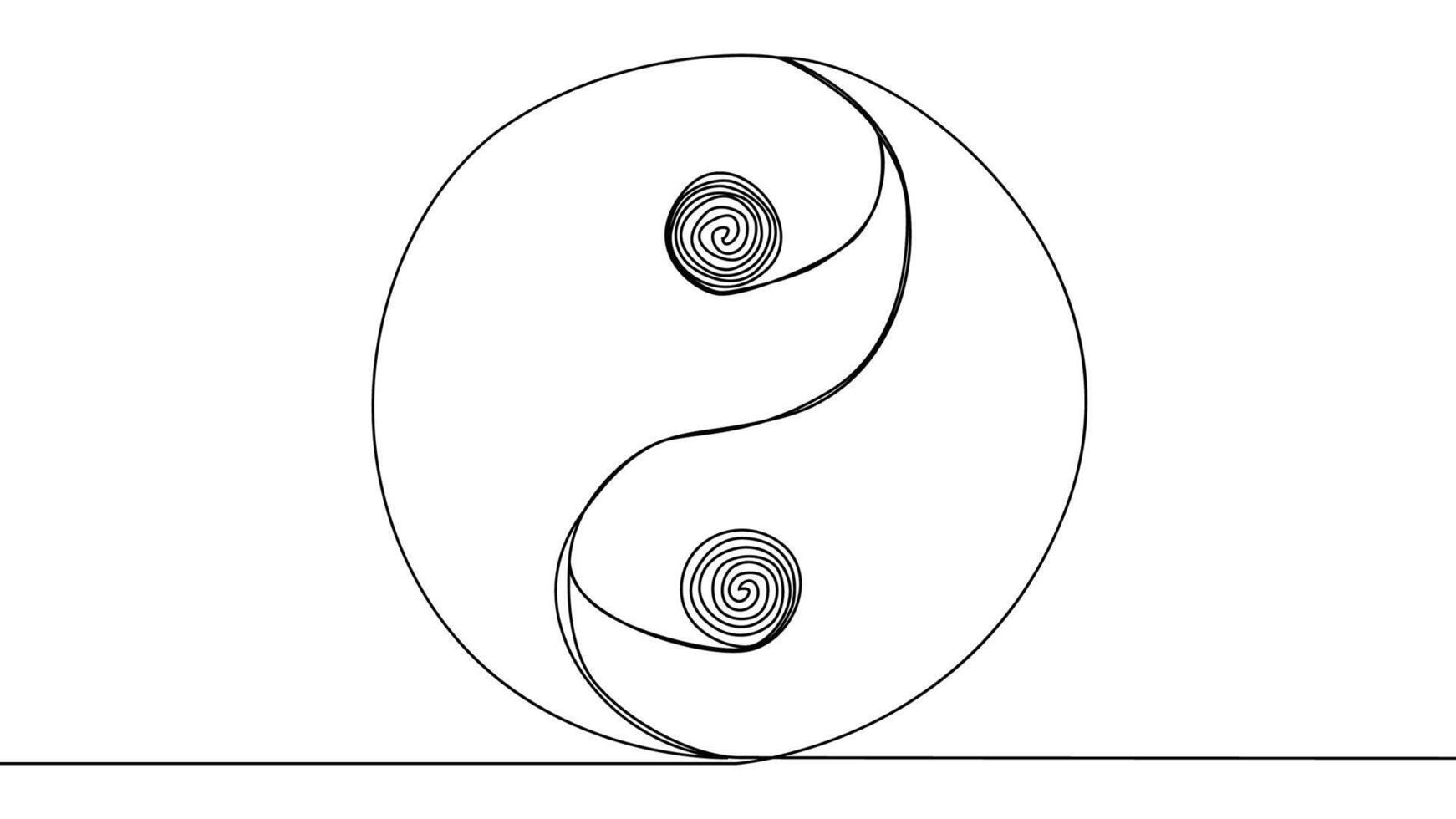 Self-drawing Yin Yang symbol of harmony and balance. vector