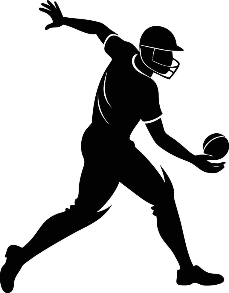 A silhouette of a cricket man holding a bat vector