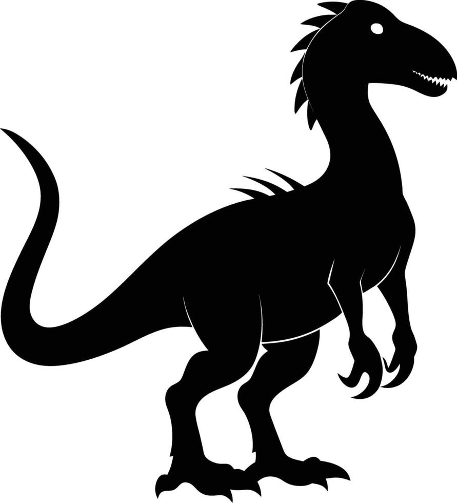 Black and white dinosaur silhouette clipart vector