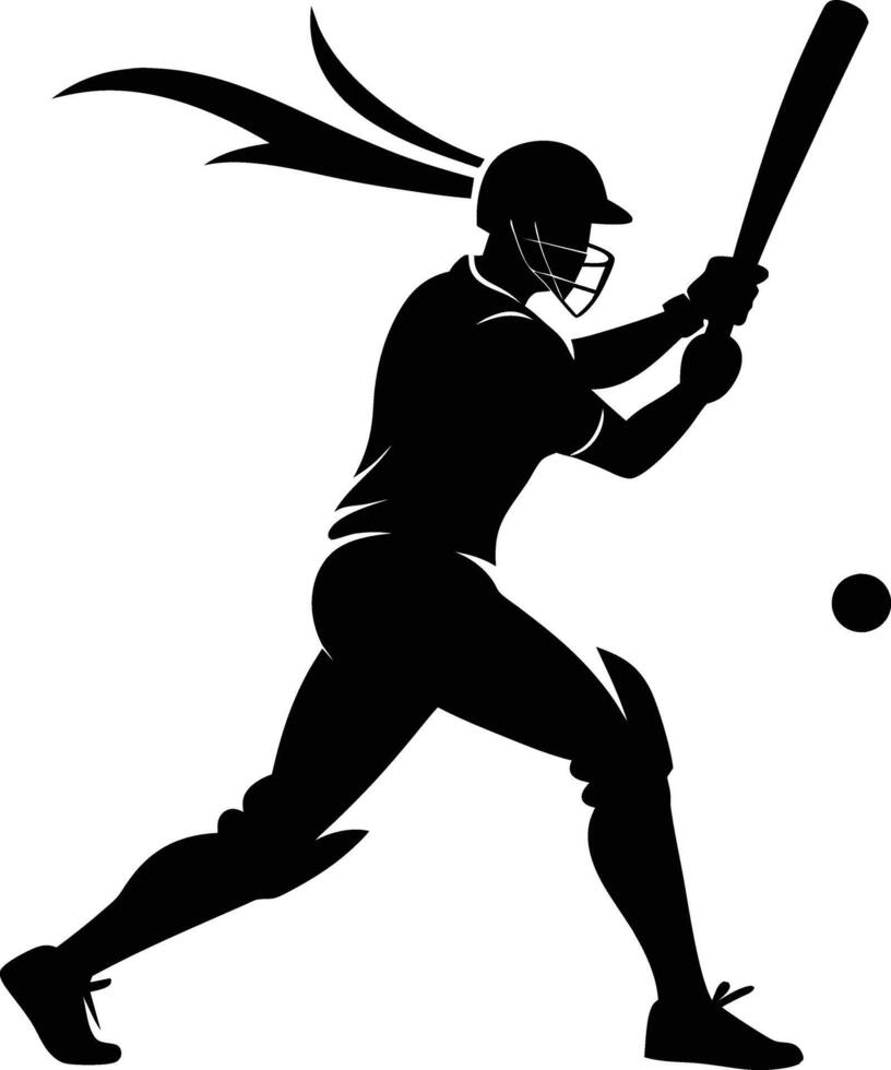 A silhouette of a cricket man holding a bat vector