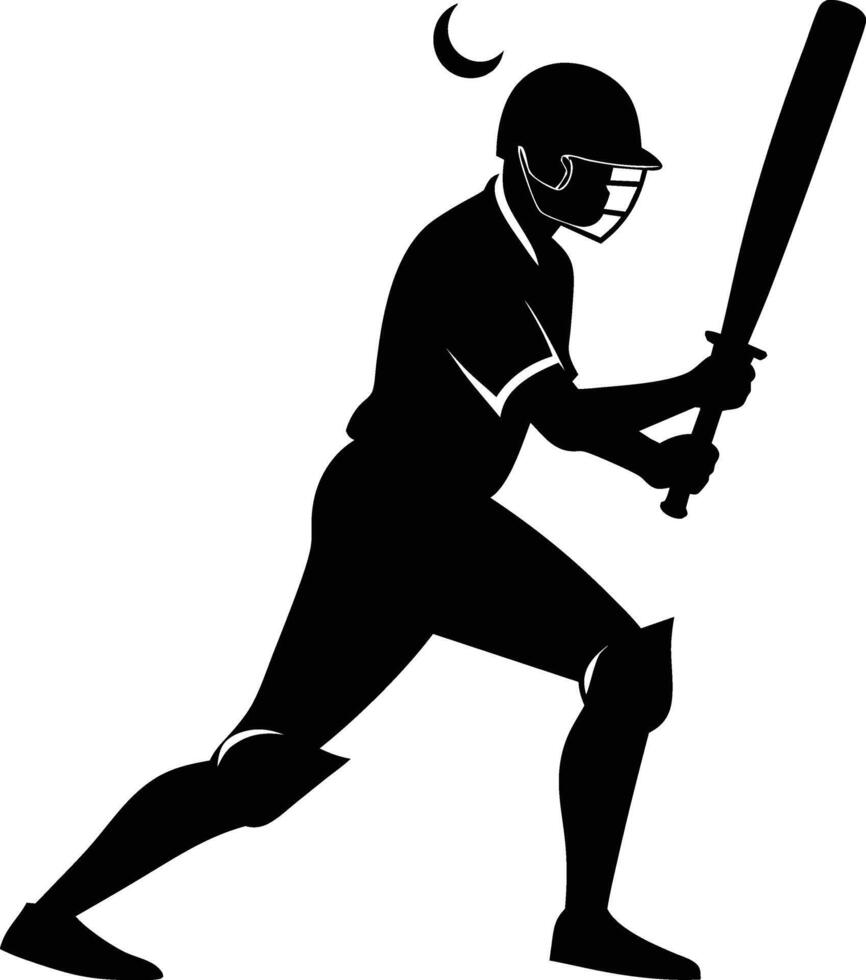 A silhouette of a cricket man holding a bat vector