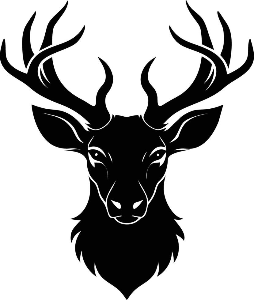 Black and white deer head silhouette clipart vector